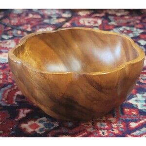 Monkeypod Pacific Hawaiian Wood Bowl Signed Hand Carved Centerpiece 60s MCM